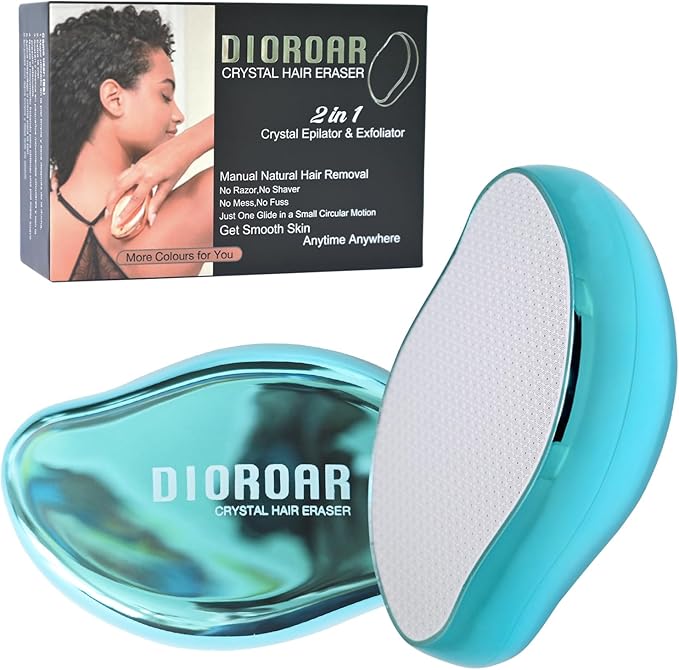 Crystal Hair Eraser,Upgrade Crystal Hair Remover,Physical Nano Glass Hair Removal Device,Painless Epilator and Exfoliator Without Shaver for Quick Soft Silky Skin(Ocean Blue)