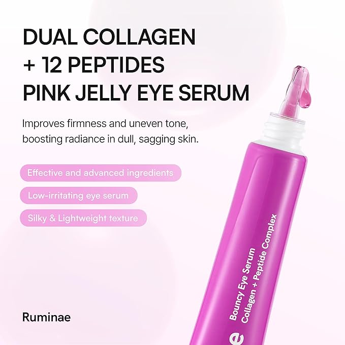 Bouncy Eye Serum | Jelly Eye Serum with Dual Collagen & 12 Peptides | Depuffing Formula for Dark Circles, Puffiness & Hydrating | Non-Irritating, Gentle Korean Skincare (1.01 fl oz / 30ml)