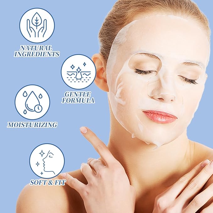 24 Pack Sheet Face Masks Skincare for All Skin Types, Gentle & Nourishing Skincare Face Masks, Suitable for Sensitive Skin, Bulk Facial Mask Set for Women & Face Spa