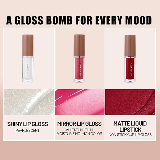 12 Pcs Liquid Lipsticks Lip Gloss Set with Matte,Glossy and Glitter Lip Makeup Long-Lasting Waterproof Lip Stain for Gift and Women