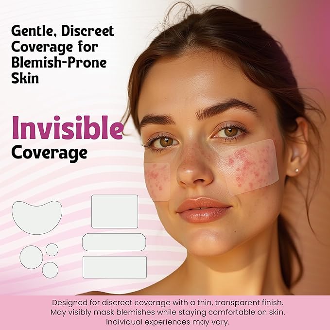 344 Pcs Large Pimple Patches for Face – 7 Sizes XL Acne Patches for Full Face, Big Hydrocolloid Bandages for Body, Chin, Forehead, Chest & Back Hydrocolloid Patch (Round, Crescent, Oval & Rectangular)