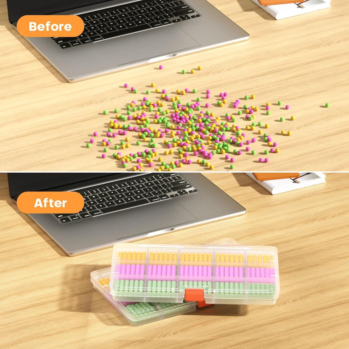 8PACK Extra Thick Bead Organizers, Mini Clear Plastic Storage Box Craft Containers for Nail jewelry rhinestones DIY Supply Case