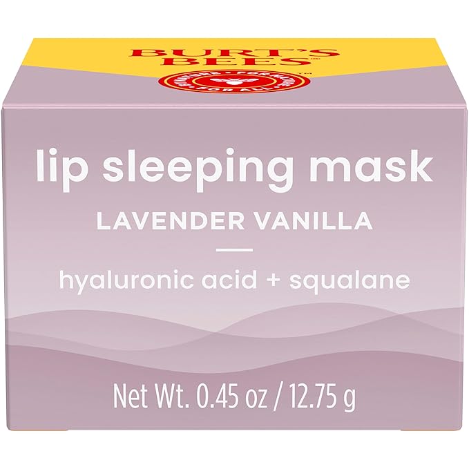 Burt’s Bees Lavender Vanilla Lip Sleeping Mask, With Hyaluronic Acid and Squalane Moisturizer To Instantly Hydrate Lips, Overnight Mask and Treatment, 0.45 oz.