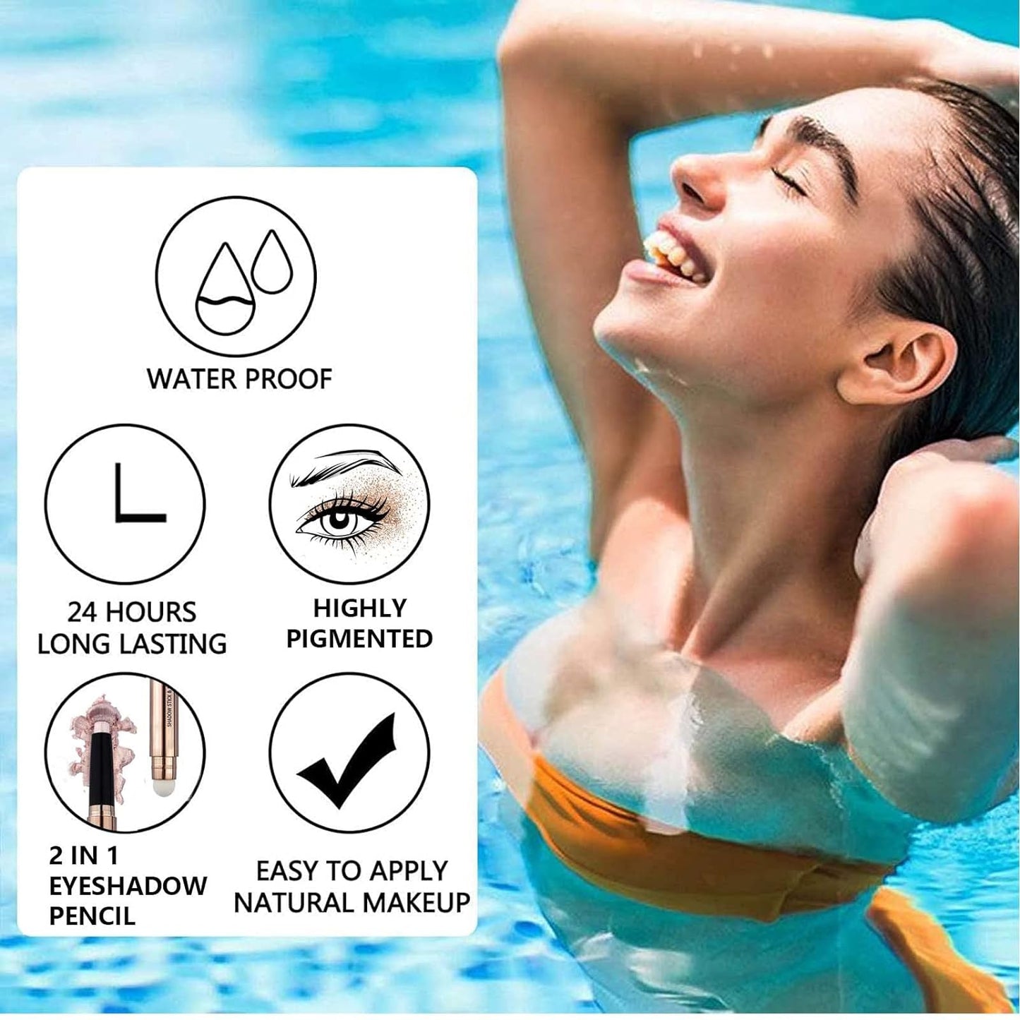 2 in 1 Cream Eyeshadow Stick, Shimmer Smooth Eyeshadow Pencil, Hypoallergenic Waterproof Long Lasting Eye Shadow Highlighter Stick Create High-Impact Multi-Dimensional Eyes Look(Champagne Shimmer #04)