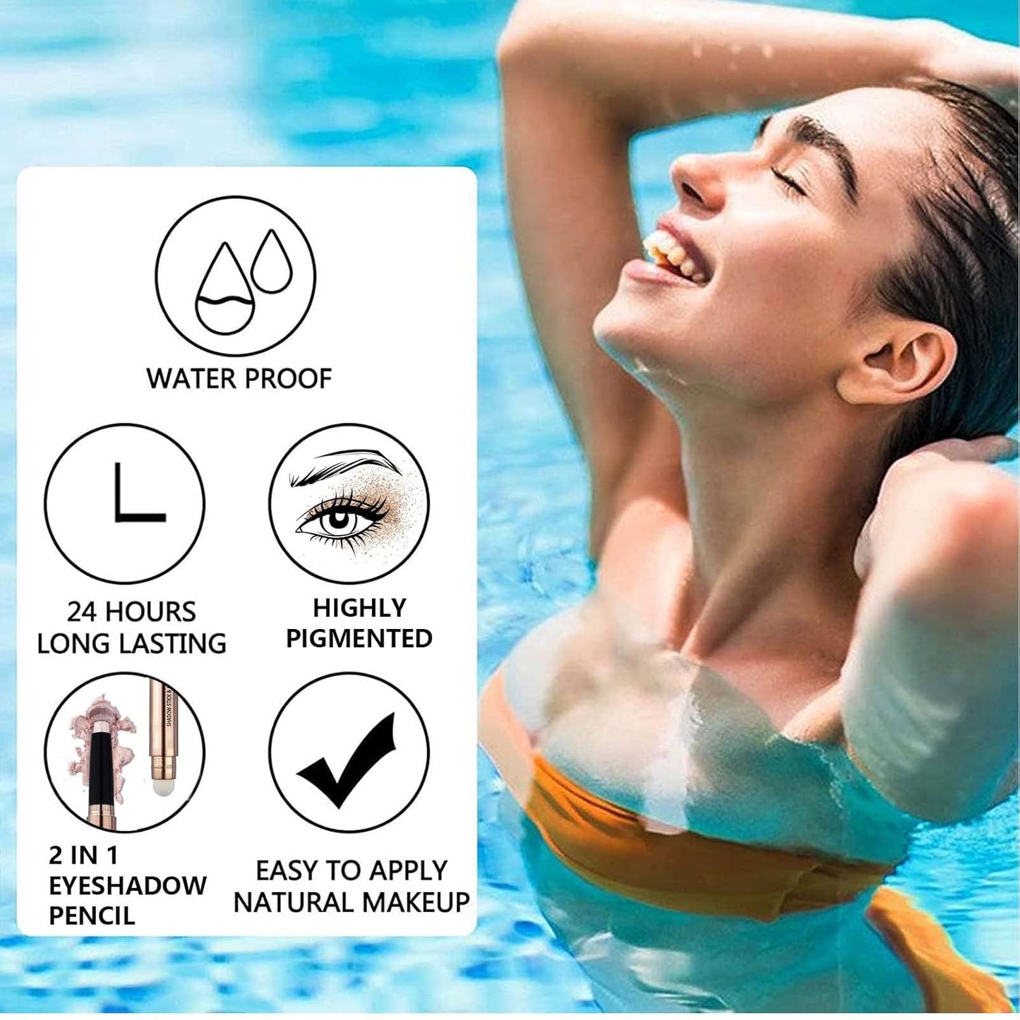 2 in 1 Cream Eyeshadow Stick, Shimmer Smooth Eyeshadow Pencil, Hypoallergenic Waterproof Long Lasting Eye Shadow Highlighter Stick, Create High-Impact, Multi-Dimensional Eyes Look