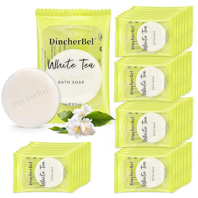 100 Pack 0.5oz Travel Soap, Mini Round Cleansing Bars Soap Bulk Travel Size, Individually Wrapped Toiletries Amenities for Hotel, Airbnb, Shelter, Camping and Traveling