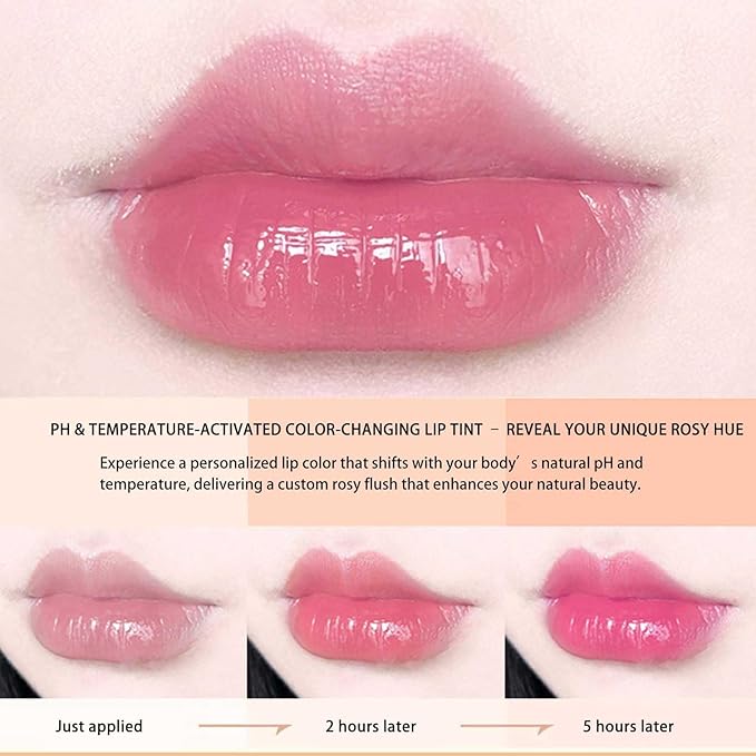 3 Pcs/Set Strawberry, Peach & Aloe Jelly Lipstick Set, Color Changing Lip And Cheek Stain | PH-Activated Temperature Reactive Moisturizing Lipstick for Dry & Mature Lips, Hydrating Long-Lasting Lip