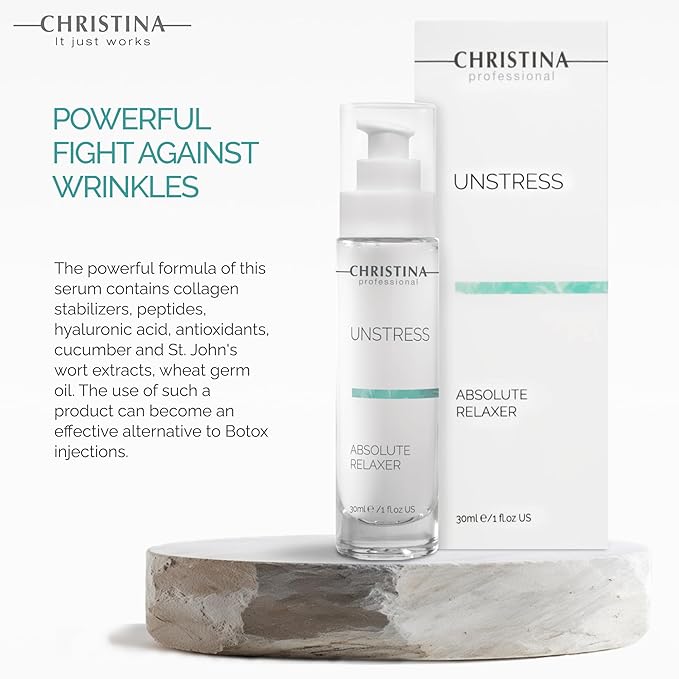 Christina Unstress Absolute Relaxer Peptide Serum for Face with Hyaluronic Acid | Boosts Collagen and Elastin | Face Serum with Easy Application for All Skin Types
