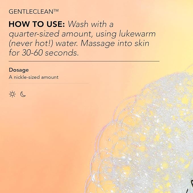 CLEARSTEM - GENTLECLEAN Vitamin C Infused Calming Wash - Facial Cleanser, Makeup Remover - Goldenseal + Green Tea - Facial Skin Care Products - Gluten Free, Cruelty Free - 6 fl oz / 207ml