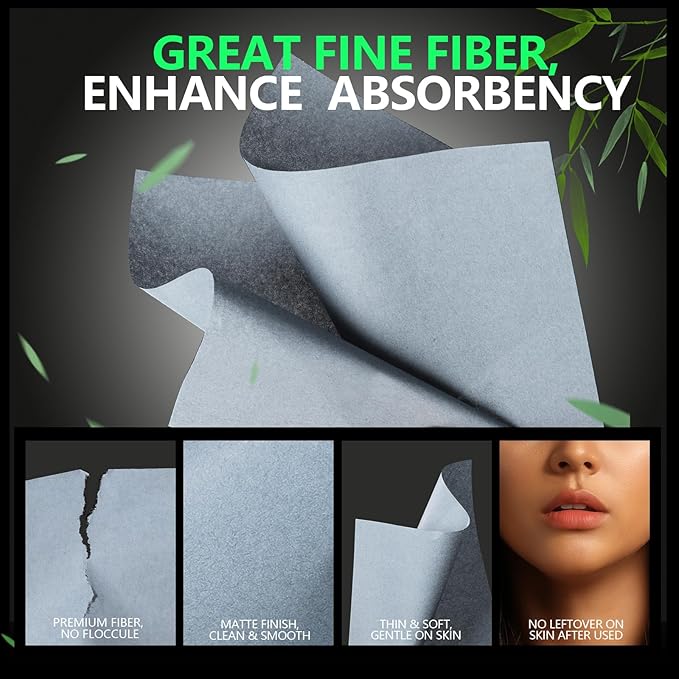 800PCS Blotting Paper for Oily Skin, Natural Bamboo Charcoal Blotting Paper, 100 * 70MM Large Oil Blotting Sheets for Face