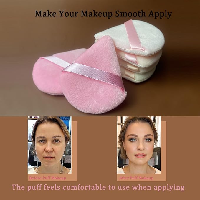 9 Pcs Pink Triangle Powder Puff Makeup Puff:Powder Puff Face Triangle for Loose Powder Cosmetic Foundation Makeup Sponge Beauty Blender
