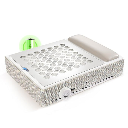 Cordless Nail Dust Collector, Brushless Turbo Fan Dust Collector Nail Tech with 30pcs Cotton Filter,Rechargeable Dust Suction Machine for Acrylic Gel Polish Manicure at Salon&Home