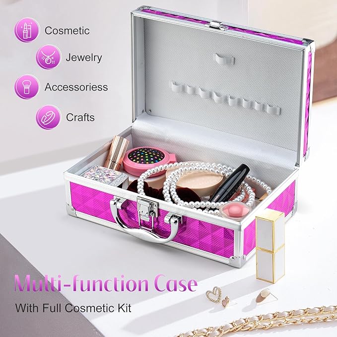 Color Nymph Girls Makeup Kits for Teen, Beginner Makeup Kit For Girls Non Toxic Makeup Set w/Train Case 24pcs Cosmetics Eyeshadow Lipstick Lipgloss Blush Mascara Eyeliner For Tweens Girl/Lady