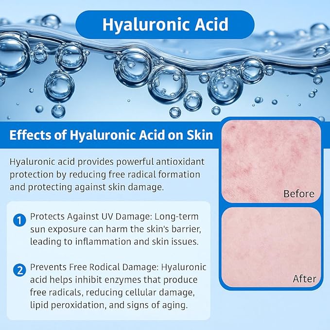 3% Hyaluronic Acid Serum, 4D Hyaluronic Acid Serum Ultra-Hydrating Vials, Hylunaric Acid Non-Greasy, Fast Absorption, Intensive Moisturizing, Deep Hydration & Smoothing (1 Box of 30 tubes)