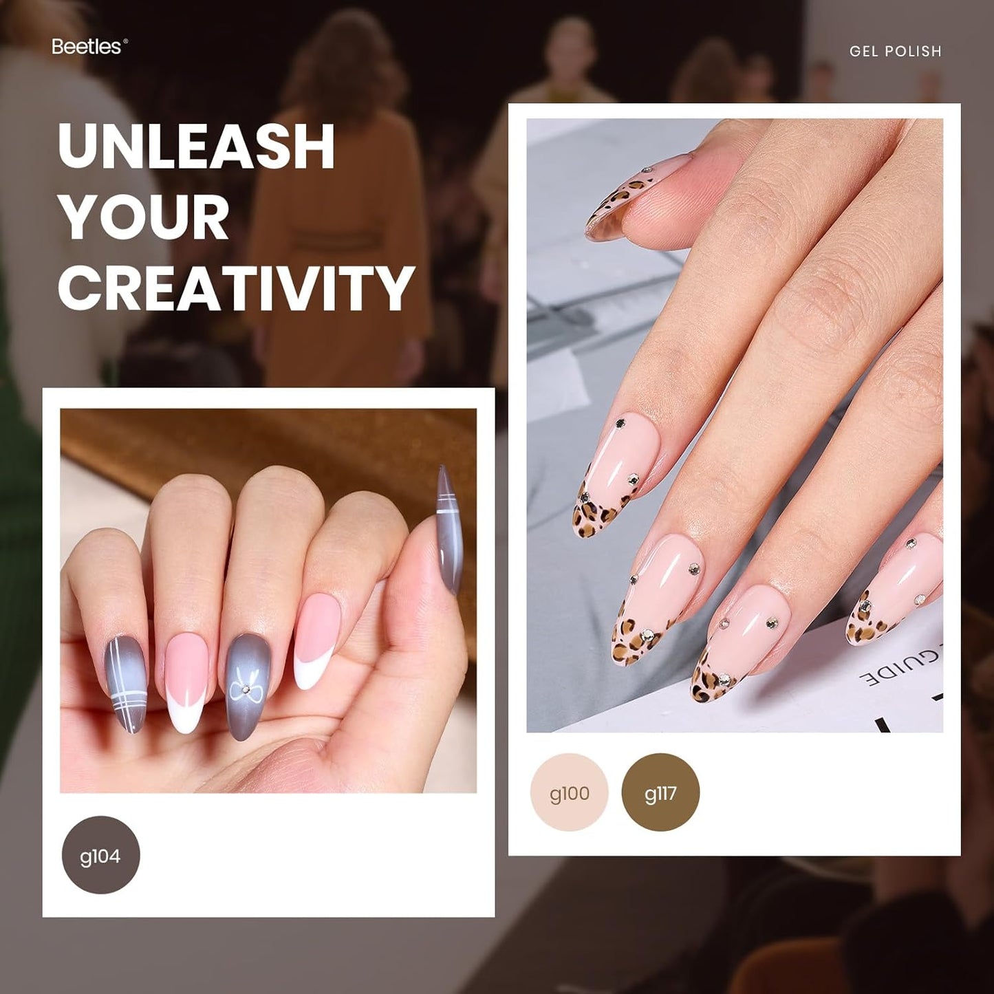 Beetles Fall Gel Nail Polish Set – Catwalk Tonal Hues 25 Colors Gel Polish, Nude Brown Yellow Purple Green Glitter with Base Glossy Mattle Top Coat Soak Off UV LED Winter Manicure Gift for Women