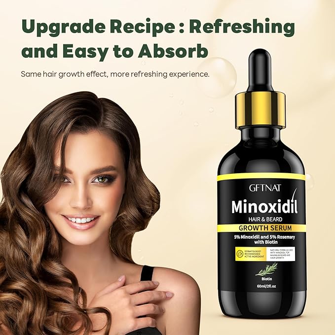 5% Minoxidil with Rosemary and Biotin for Men and Women Hair Growth,Beard Growth Kit,Scalp Serum for Thicker Fuller Hair