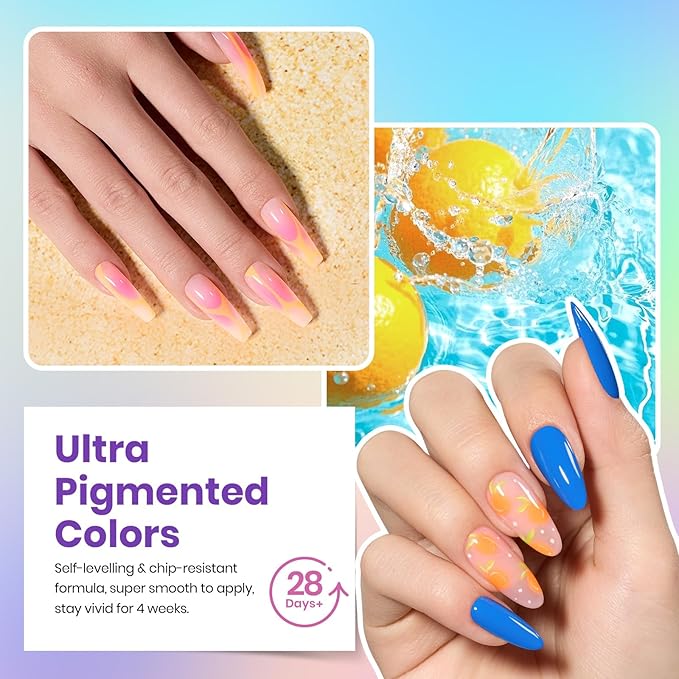 Beetles Fall Gel Nail Polish Set - 63 PCS 55 Colors Gel Polish Kit with 5 Bottles of Base Glossy Matte Top Coat Soak off Nail Polish Set Orange Brown Pink Green Blue Red Halloween Gifts for Women