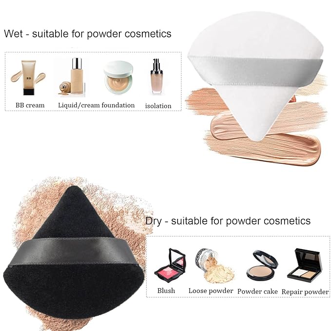 24 Pieces Powder Puff, Triangle Makeup Puff Cotton Powder Face Washable Body Powder Puff for Loose Powder Body Cosmetic Foundation Sponge Makeup Tool (8B8W8N)