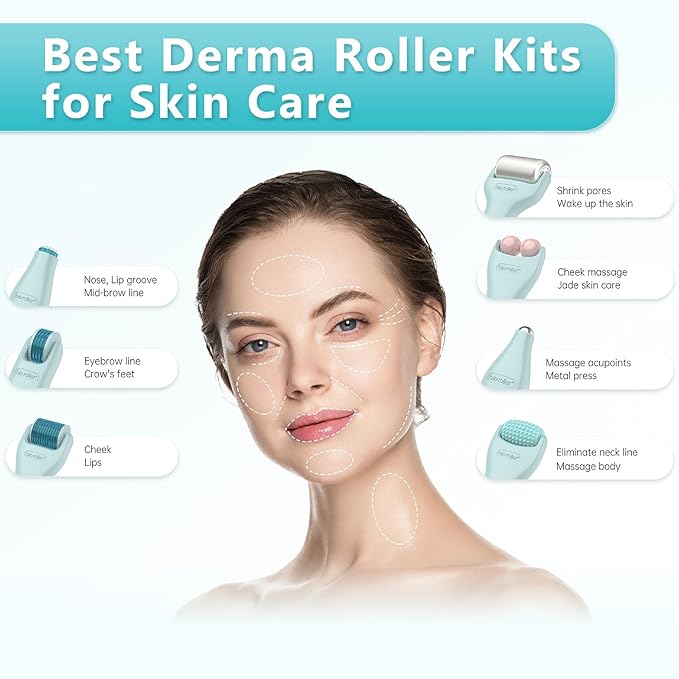 Derma Roller Microneedle Roller for Face,Titanium Beard Roller,Microneedle Roller for Skincare Tools for Women Men 0.25mm