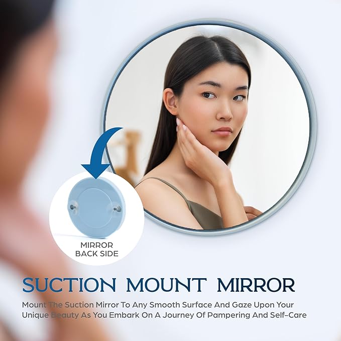 Bella Ciao 3-in-1 Skin Care Set for Women, Skin Care Set for Teen Girls, Contains: Shower Mirror, Ice Roller Facial Massager, Makeup Removal Sponge, Great Gift for Women, Girls