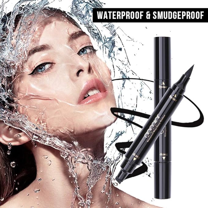 docolor Eyeliner Stamp Double-sided Liquid Winged Eye Liner Pen Waterproof Smudgeproof Long Lasting Wing Original Eyeliner Pen(1PC,Black)