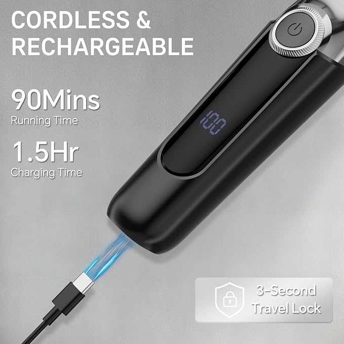 Beard Trimmer for Men, 5 in 1 Electric Razor for Men, Cordless Hair Clippers, Waterproof Grooming Kit for Shaving Face, Mustache, Body, Ear, Nose Hair Trimmer, Black