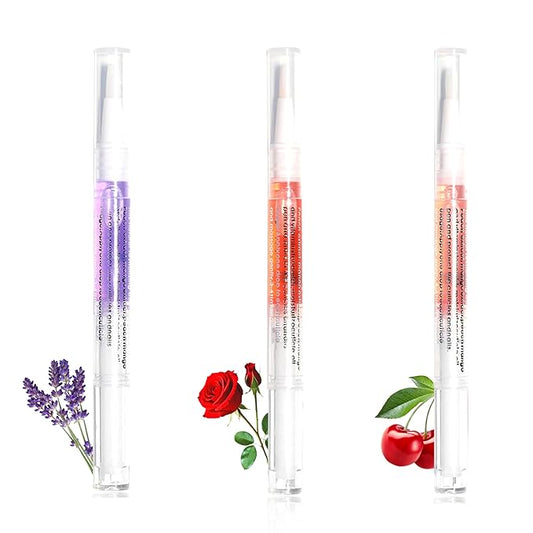 Cuticle Oil Pen for Nails Care,Nail Oil For Strength,Nourish Moisten Care Nail To Reduce Cracking and Dry for Weak Peeling Brittle and Thin Nails （Roses&Lavender&Cherries）