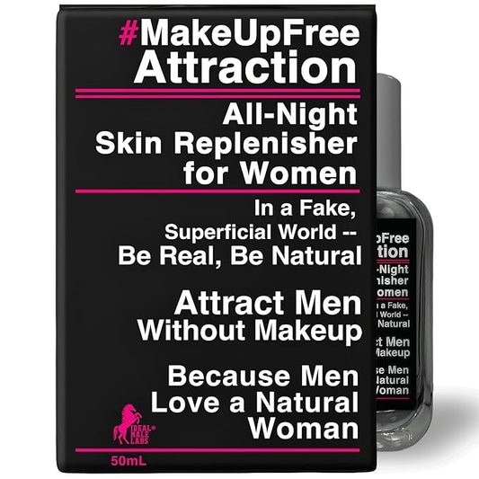 #MakeUpFree Attraction Replenisher for Women, 50mL, Deep Nightly Renewal for Healthy Clear Skin, Anti-Aging, Attract Men Without Makeup, Be Confident. Be Real. Be Natural