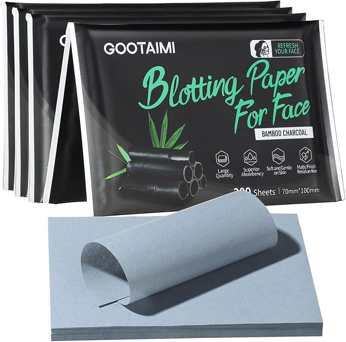 800PCS Blotting Paper for Oily Skin, Natural Bamboo Charcoal Blotting Paper, 100 * 70MM Large Oil Blotting Sheets for Face