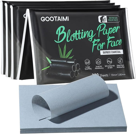 800PCS Blotting Paper for Oily Skin, Natural Bamboo Charcoal Blotting Paper, 100 * 70MM Large Oil Blotting Sheets for Face