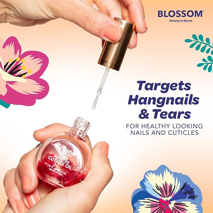 Blossom Cuticle Oil for Nails, Hydrating, Moisturizing, Scented Nail Oil Cuticle Care, Infused with Real Flowers, Made in USA, 0.75oz, 3 pack, Mini Gift Set, Lavender/Jasmine/Rose