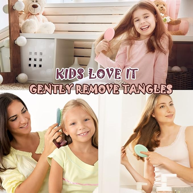 20 Pieces Mini Wet Hair Brush, Travel Detangling Brush with Soft Bristles for Most Hair Types, Handy to Operate, Convenient to Grip, Lightweight, Pack of 20, Multi-colored