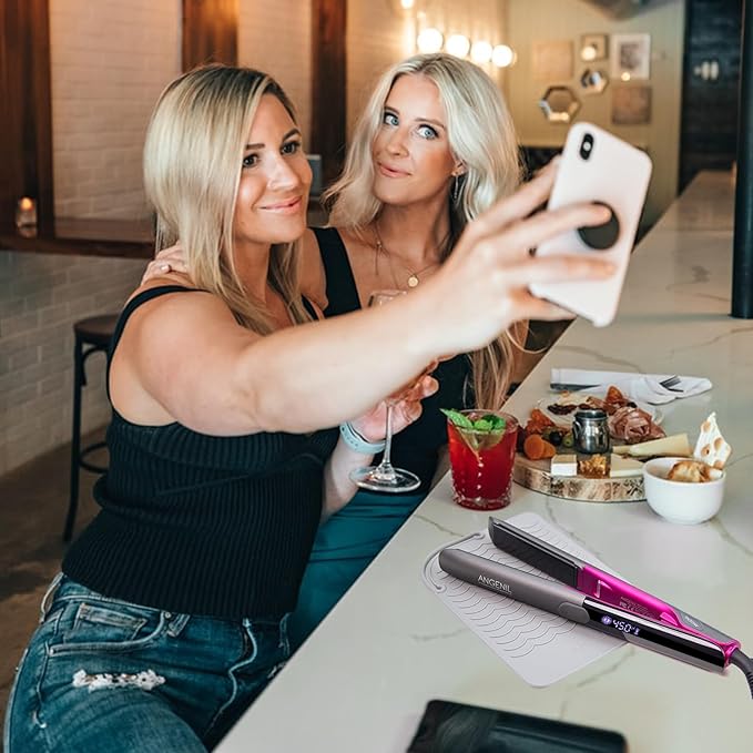 ANGENIL Professional Titanium Flat Iron Hair Straightener and Curler 2 in 1, Dual Voltage Hair Straighteners for Women, 20S Fast Heating Flat Iron 1-inch with Anti-scalding and Anti-Slip Silicone Mat