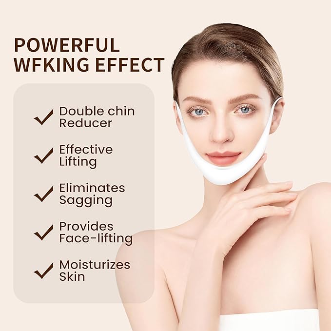 5PCS V Line Lifting Mask, Double Chin Reducer, Chin Mask Strap for Women,Face Slimmer | Nicotinamide Collagen Hydrogel Face Tape With Saussurea & Aloe Vera.Pigment-free & Paraben Free.