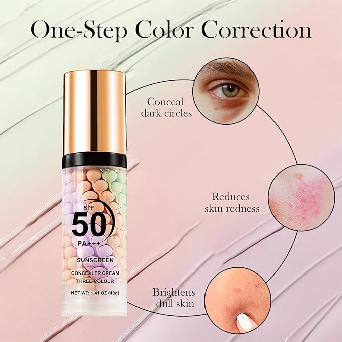 3-in-1 Primer for Face Before Makeup, 3 Colors Makeup Primer, One Step Color Correcting Primer, SPF 50 Sunscreen Isolation Cream, Oil Control, Moisturizing and Waterproof Color Corrector