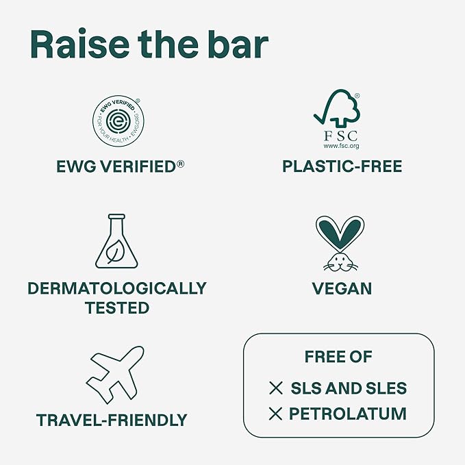 ATTITUDE Nourishing Shampoo Bar, Natural Origin, For Dry and Dull Hair, Avocado Oil & Blue Clay, EWG Verified & Clean Ingredients, Vegan, Pear & Amber, 4 Oz