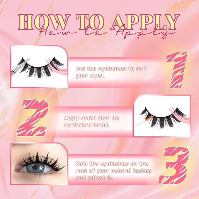 Ahrikiss Lashes Spiky Manga Lashes Anime False Eyelashes 8 Pairs Faux Mink Lashes Kit with Lash Glue and Lash Tweezers Cosplay Thick Fake Eyelashes Soft Strip Lashes Natural Look (Dolls)