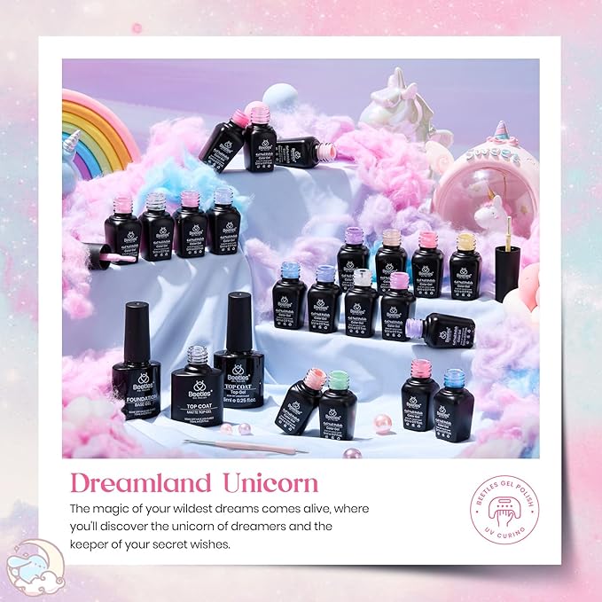 Beetles Gel Nail Polish Set,24Pcs Pink Purple Pearl Blue Shimmer Chameleon Green Colors Gel Polish Kit, 3Pcs Base Top Coat Double-ended Brush Soak off UV Nail Polish Halloween Gifts for Women