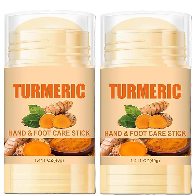2Pcs Turmeric Foot Cream Set, Hydrating & Softening Hand and Foot Cream Balm Stick, Hand and Foot Cracked Heel Moisturizer, for All, Heel Balm Stick for Dry Elbows, 1.41 Oz Each