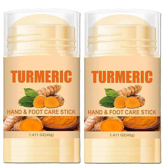 2Pcs Turmeric Foot Cream Set, Hydrating & Softening Hand and Foot Cream Balm Stick, Hand and Foot Cracked Heel Moisturizer, for All, Heel Balm Stick for Dry Elbows, 1.41 Oz Each