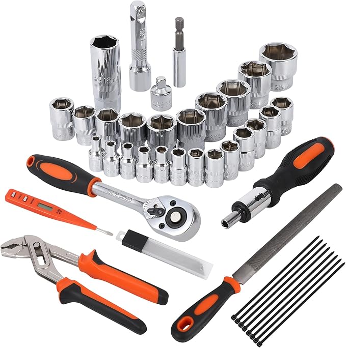 236 Piece Socket Wrench Auto Repair Tool Combination Package Mixed Tool Set, General Household Home Repair and Mechanic's Hand Tool Kit Set with Plastic Toolbox Storage Case