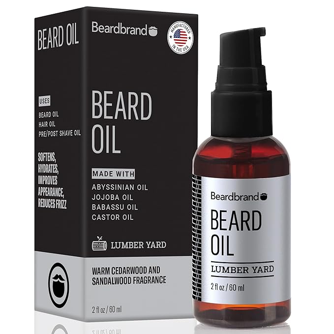 Beardbrand Beard Oil for Men with Jojoba & Vitamin E – Softens Stubble, Conditions Skin & Promotes Beard Growth | Sandalwood & Cedar Oil Scent | 2 fl oz