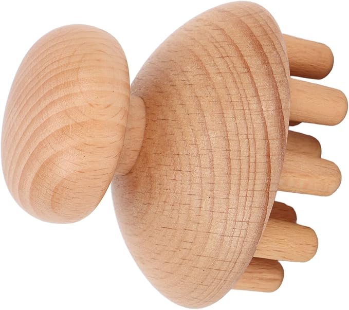 Yosoo Wood Scalp Massager Small Octopus Shape Massage Tool, Manual Scalp Massagers Scalp Massage Tool, Mushroom Fingers Head Scratcher Wood Massager for Reduce Stress 2.44 x 2.36in