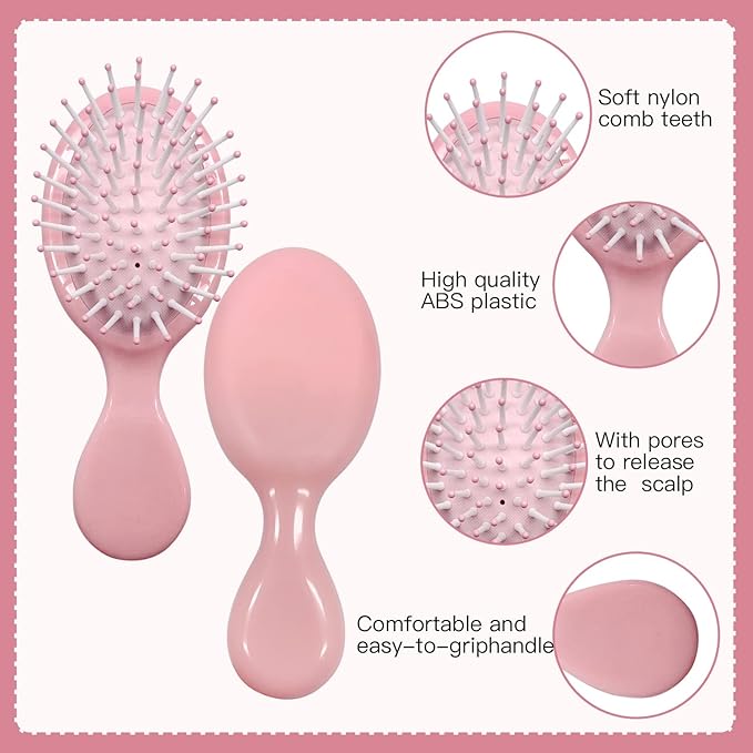 14 Pieces Mini Wet Hair Brush Bulk Small Pocket Hair Brush Set Travel Detangler Hair Brush Mini Soft Bristles Detangling Brush for Most Hair Type Wet Dry Hair, Multicolor