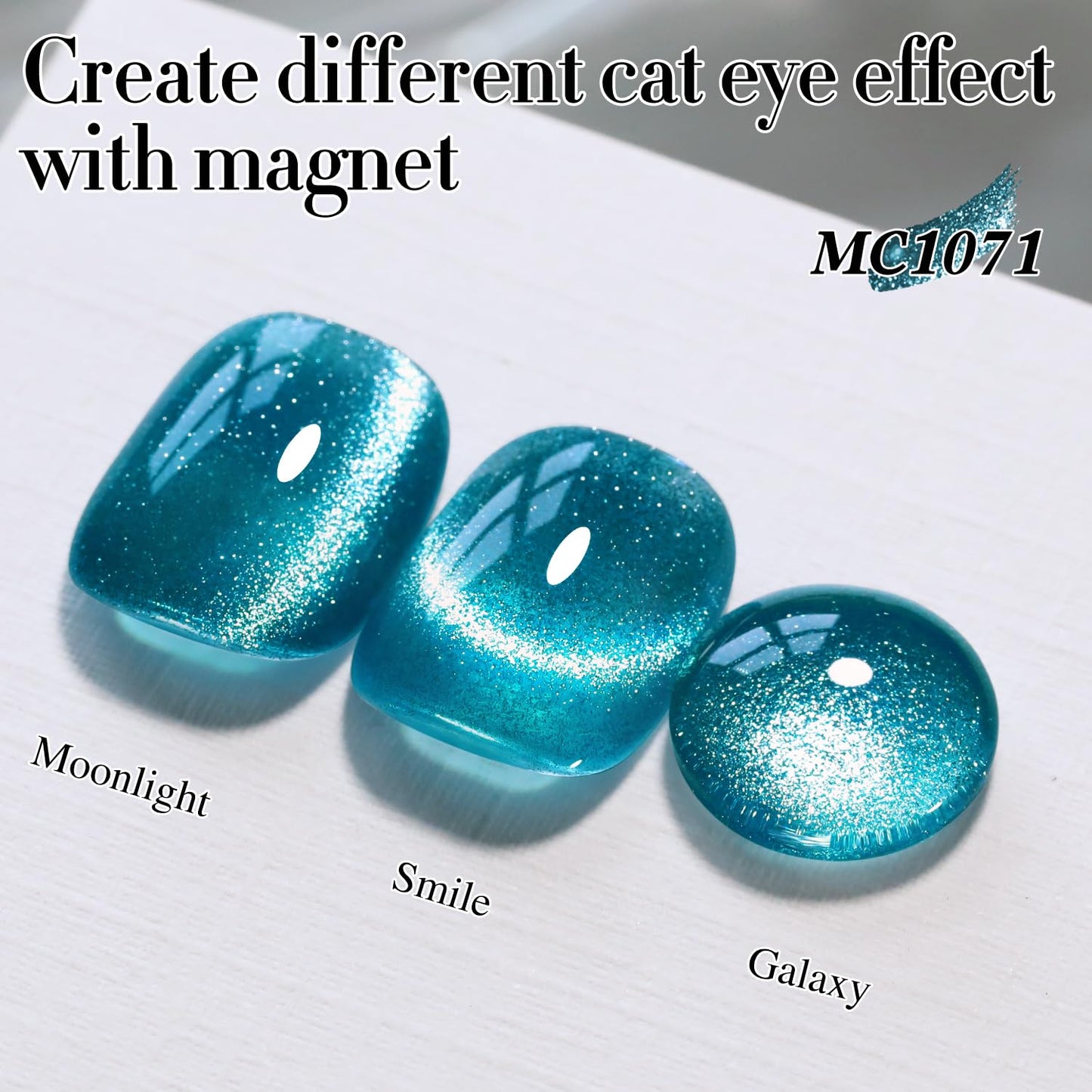 Double Rhythm 0.5 OZ Cat Eye Gel Polish with Magnet 15ML Holographic Glitter Shimmer Translucent Jelly Color Magnetic Polish Salon DIY at Home (Teal-MC1071)