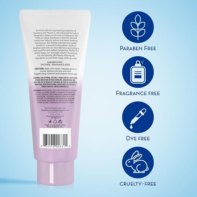 Dermasil Night Cream 3-Pack – Anti-Aging Face Moisturizer with Squalane, Hyaluronic Acid, Vitamin C, and Vitamin E, 2 Oz Ea