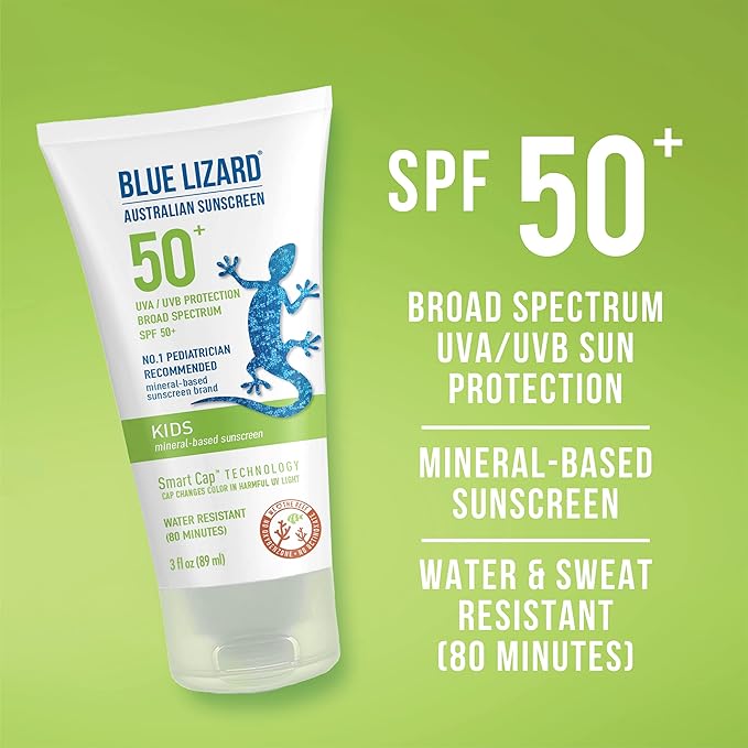BLUE LIZARD Kids Mineral-Based Sunscreen Lotion - SPF 50+ - 3 oz