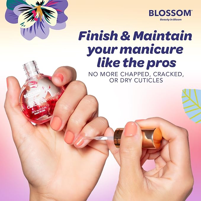 Blossom Cuticle Oil for Nails, Hydrating, Moisturizing, Scented Nail Oil Cuticle Care, Infused with Real Flowers, Made in USA, 0.5 fl. oz, Spring Bouquet