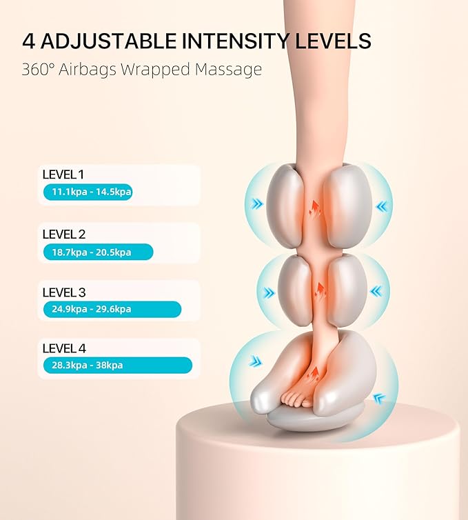 ALLJOY Leg Massager for Circulation and Pain Relief FSA, Gifts for Dad Mom Mothers Day Fathers Day, Leg Massager with Heat and Compression Helpful for Vericose Veins, Fatigue, Cramps, Swelling, Edema