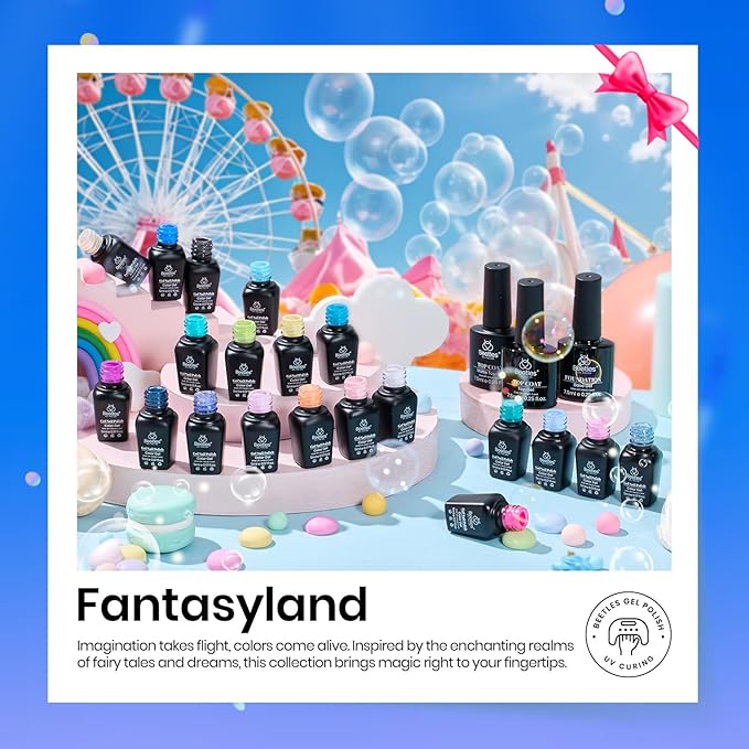 Beetles Gel Nail Polish Set- 23Pcs Color Gel Polish with Base Gel Top Coat Bright Colors, Gel Polish Kit Blue Pink Purple Orange Green Glitter Soak Off Uv Led Trendy Rainbow Nail Art